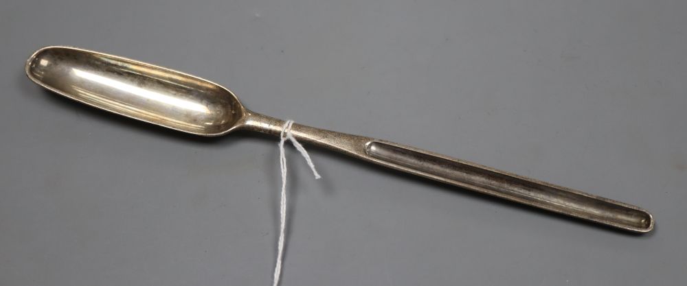 A George II silver marrow scoop, Elisabeth Oldfield, London, 1750, 23.2cm, 57 grams.